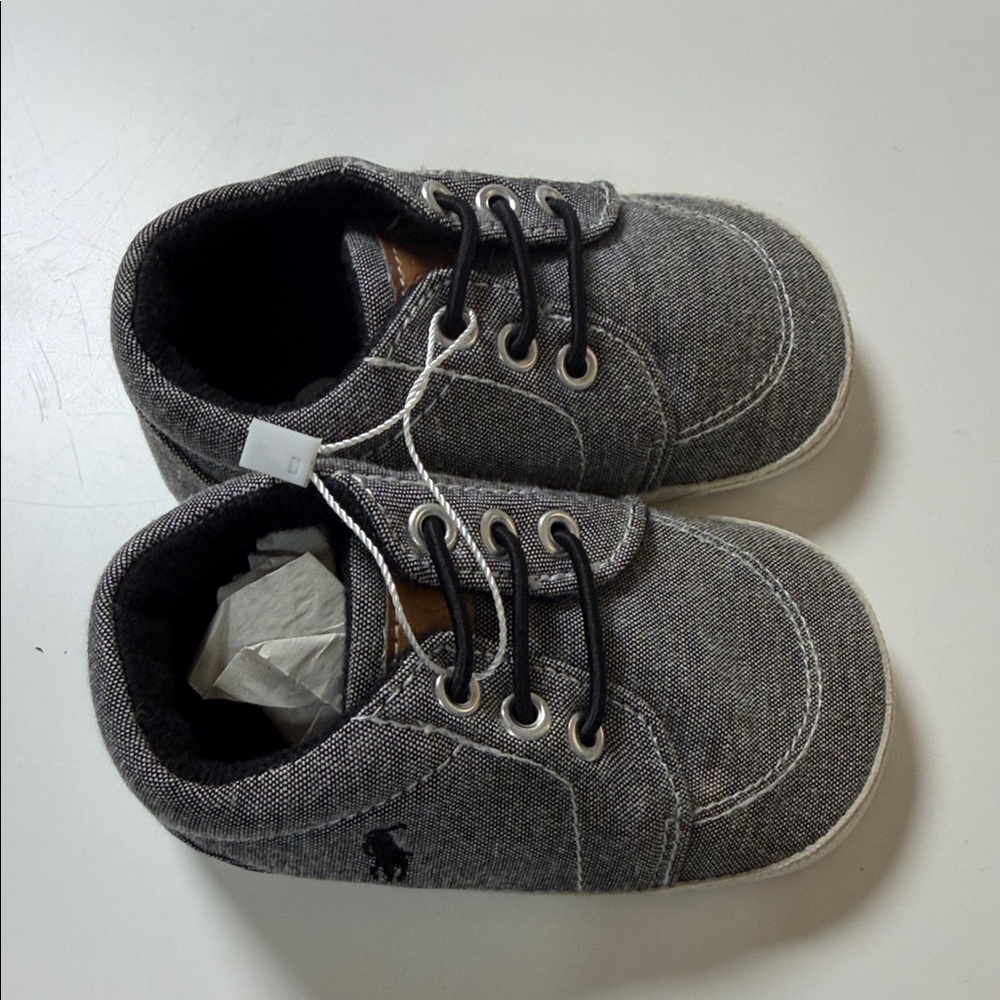 Polo by Ralph Lauren Kids Charcoal Canvas Lace-Up Sneakers - Picture 4 of 4